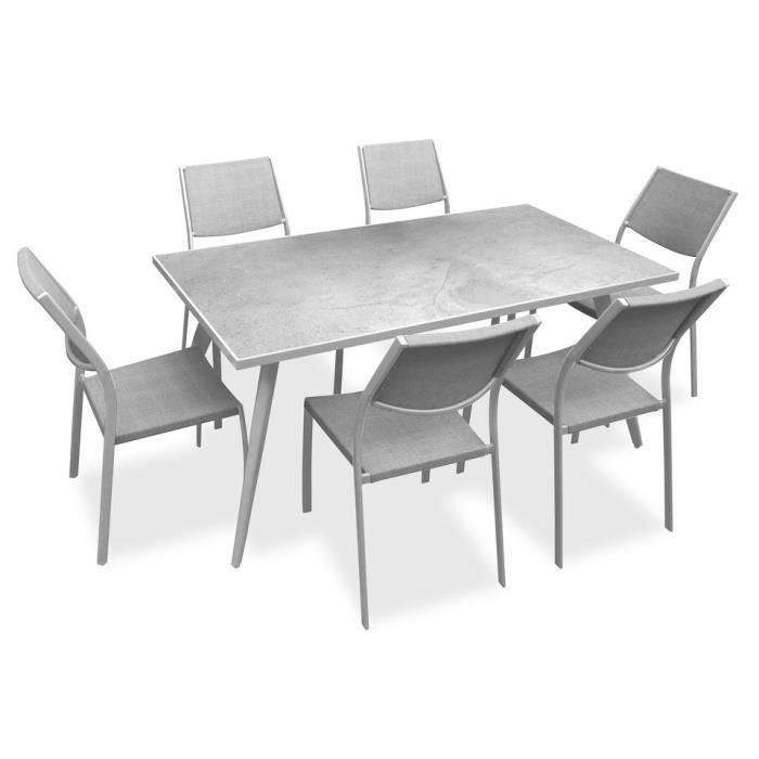 Ensemble Repas De Jardin 6 Personnes Table En Metal 162x82cm Et Plateau En Gres 6 Chaises Assise Textilene Blanc Achat Vente Ensemble Table Et Chaise De Jardin 1 Table 6 Chaises Blanc Cdiscount