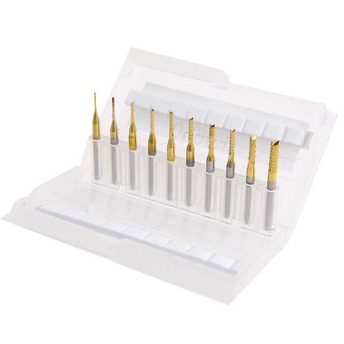 DVELAS Lot De Forets PCB Carbure Tungstène 0.1mm à 3.175mm – 10 Ou 50 Pièces – Ultra Précision Pour Carte Circuit