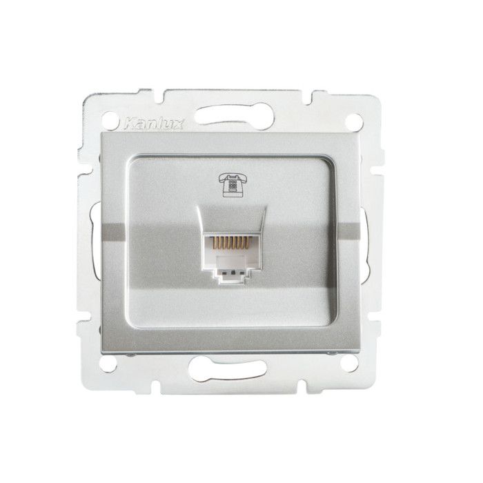 Prise téléphone RJ11 - 1 sortie - Encastrable - Argent - 71x71mm KL ...