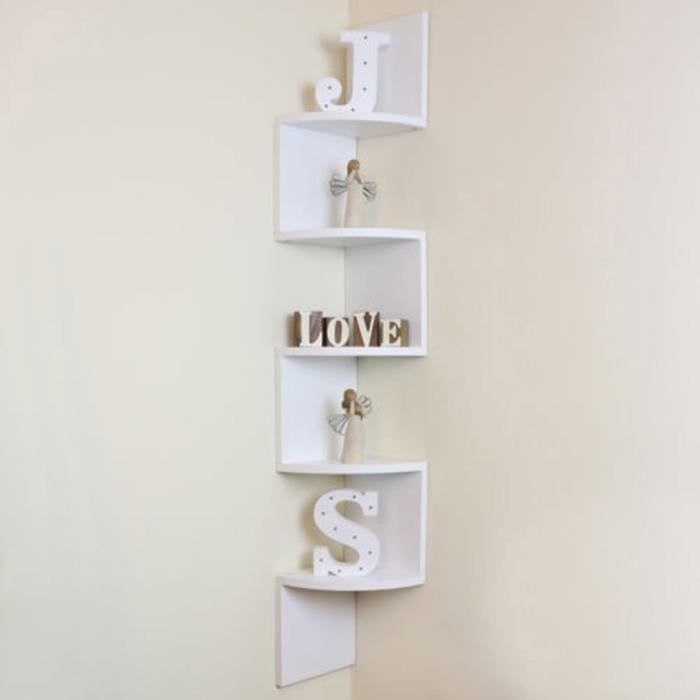 Etageres D Angle Flottantes 5 Etages Murale Etageres De Coin Stable Blanc Cdiscount Maison