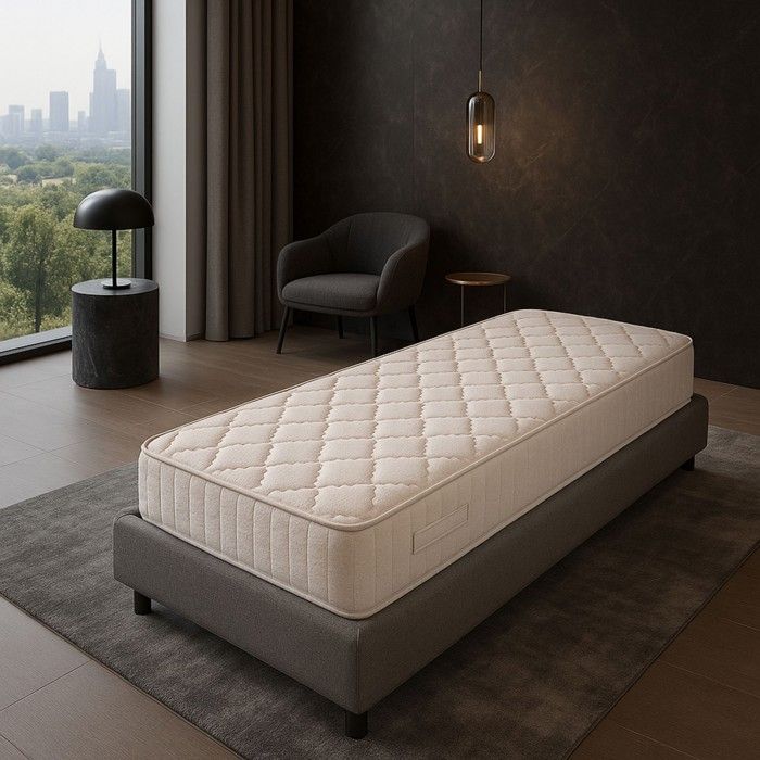 Matelas Tissu Ignifugé Non Feu 90x200 x 16 cm - Ferme - Noyau Poli Lattex HR Dernière Génération Indéformable - Très Respirant