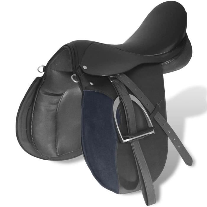 Comparer les prix de Set de selle équitation 5 en 1 - MOTHINESSTO - 16" - Cuir véritable - Noir - Confortable et durable