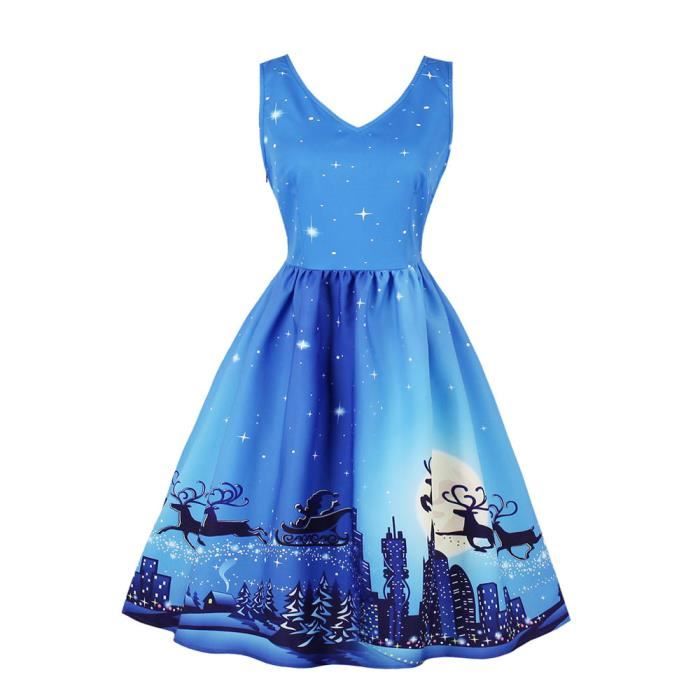 Taille Plus Femmes Pere Noel Fete De Noel Robe De Noel Vintage Swing Robe Patineuse Bleu Achat Vente Robe Soldes Des Le 15 Juillet Cdiscount
