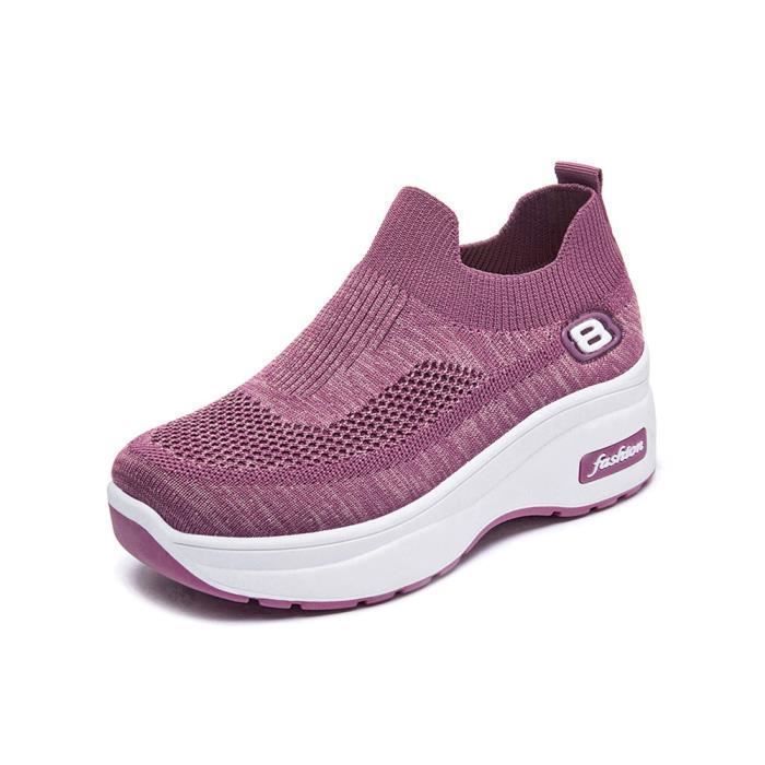Baskets Femmes- MOBIGARLAN - Chaussures de Sport - violet- Lacets - Synthétique XD242A