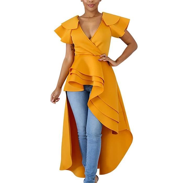 Haut Jaune Péplum New Look - Taille 8, Dos Nu - Occasion Très Bon état Pour Soirée