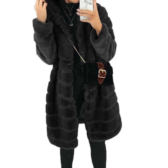 Manteau peluche femme noir new arrivals