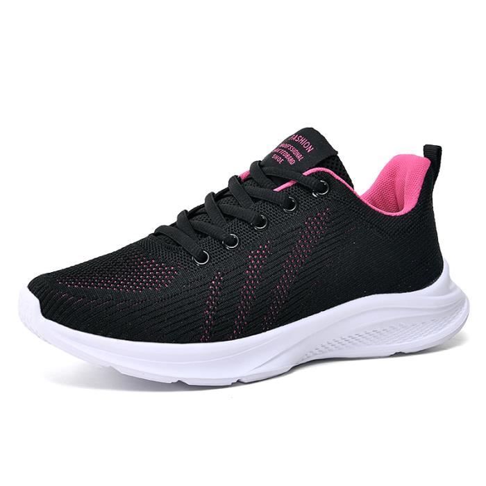 chaussure sneakers basket femme tissu noir grise rose légère confortable  sport