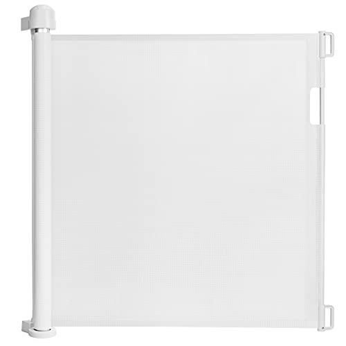 Comparer les prix de NAIZY Barrière de Sécurité Rétractable pour Bébés et Chiens - 0 à 180 cm - Barrière de Sécurité Extensible et Enroulable Blanc