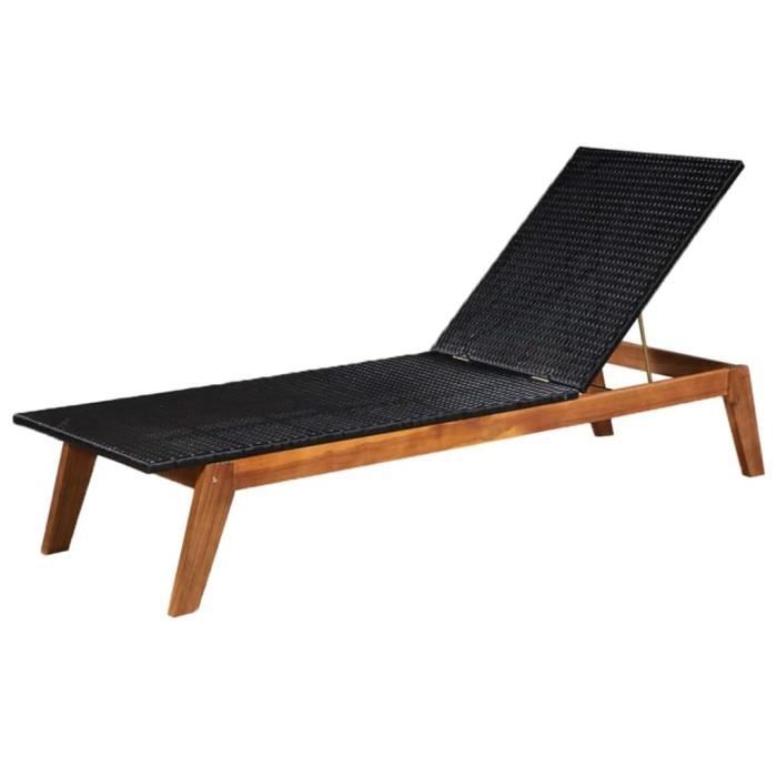 Chaise Longue De Jardin Fauteuil De Jardin Bain De Soleil Transat Chaise Camping Resine Tressee Et Bois D Acacia Massif Achat Vente Chaise Longue Chaise Longue De Jardin Cdiscount