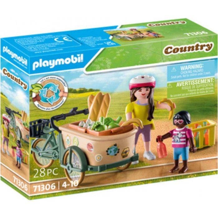 PLAYMOBIL Cycliste avec velo et remorque avant Ferme Jouet pour enfant de 4 ans et plus