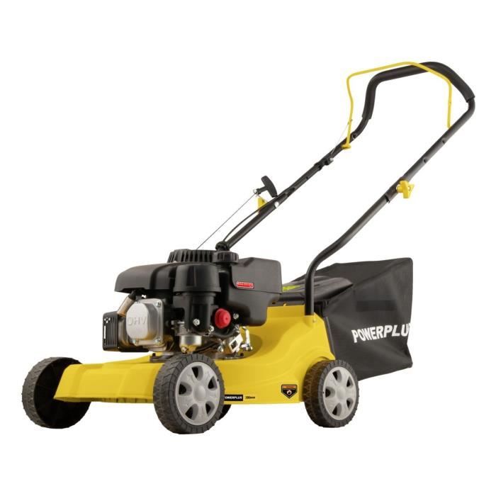 Tondeuse à gazon thermique POWERPLUS POWEG60219 390 mm Ø 132 cc Sans fil Avec ramassage et éjection arrière