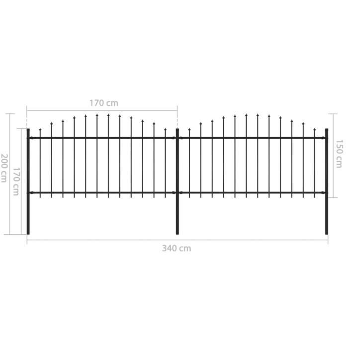 Clôture Jardin 10 Panneaux Sans Creuser - 40,6 Cm X 3 M Total, Bordure Parterre Noir Anti-rouille | Barrière Décorative Pour Chiens, Lapins, Terrasse