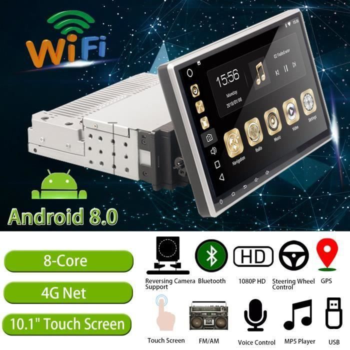 Autoradio 1 Din Android 10.1 écran 10.1'' Inclinable