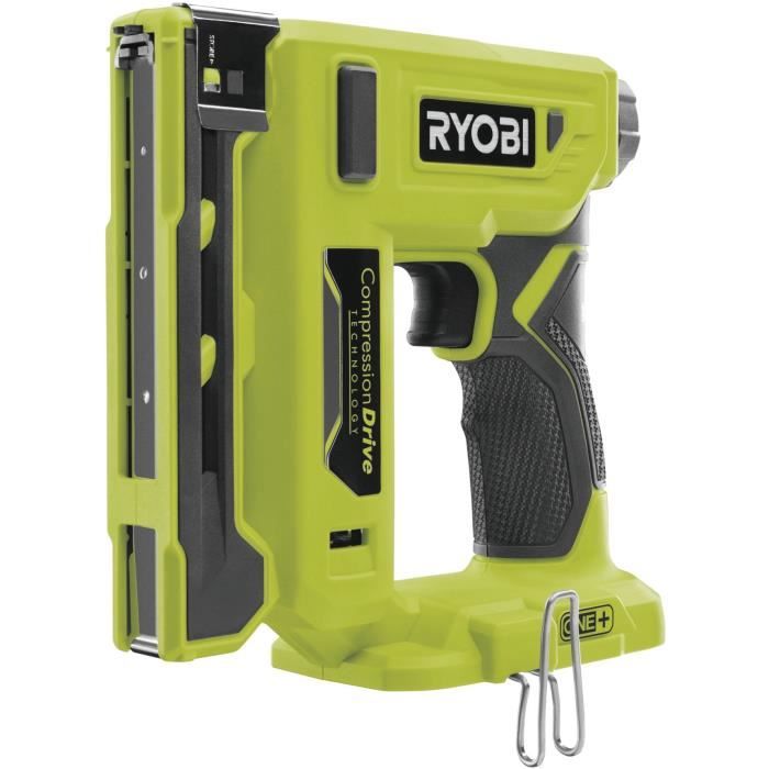 Agrafeuse RYOBI R18ST50-0 - 18V - Agrafes dos - chargeur 90 agrafes - Agrafes et crochet de maintien