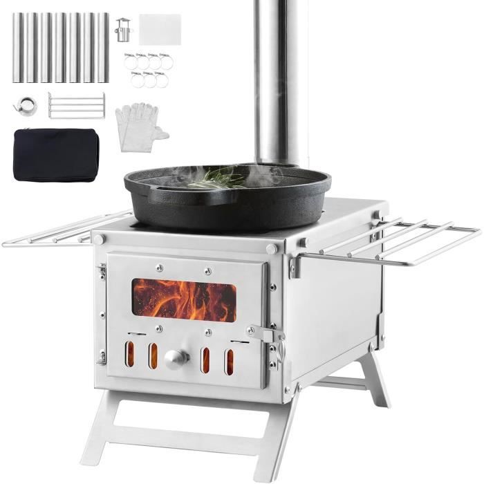 Poêle à Bois De Camping 10x10x12,7 Cm – Acier Inox, Léger, Ultrabiienté !