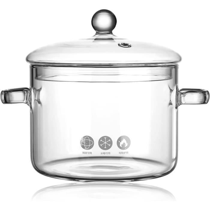 Lot De 2 Cocottes En Verre Dokeno - 1L Et 1.5L Avec Couvercle - Four, Micro-ondes, Lave-vaisselle