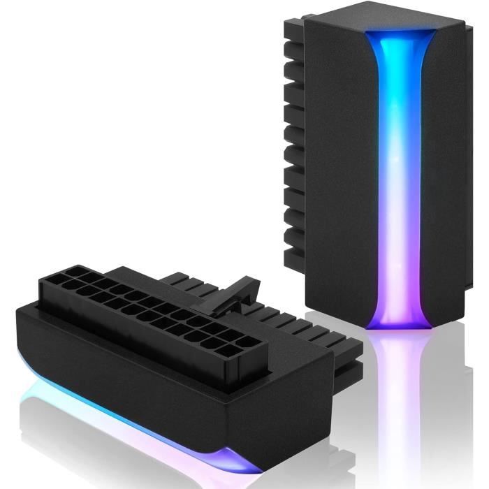 Adaptateur Alimentation ATX 24Pin 90° - Connecteur Angle Droit Pour Câble Carte Mère PC - Chenyang