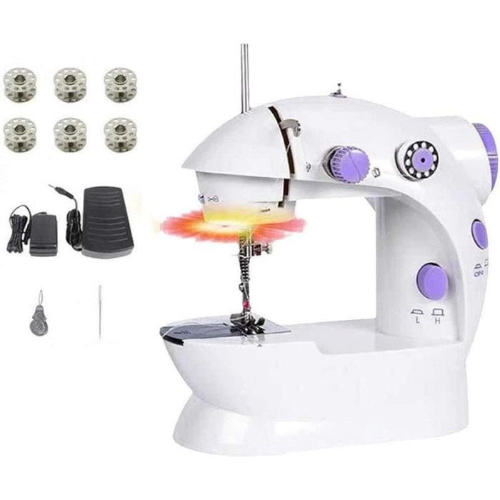 Mini Machine à Coudre électrique Portable - Avec Lumière LED Et Table Extensible - Idéale Débutants Et Petits Travaux (vêtements, Rideaux, DIY) - Facile à Utiliser
