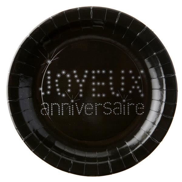 Assiette Joyeux Anniversaire Noire X10 R 4007 Matiere Carton Cdiscount Maison