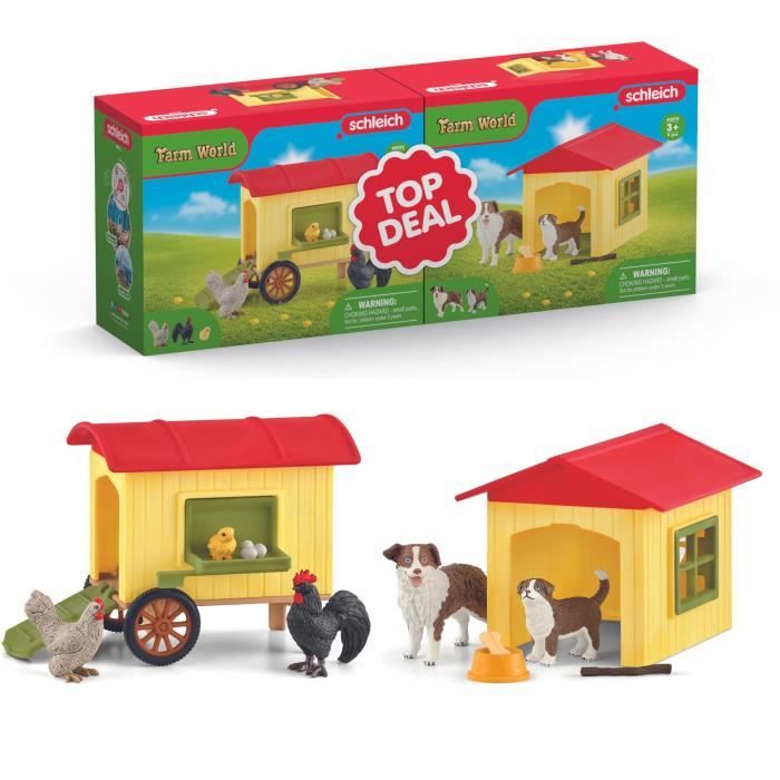 Pack promo Niche et Poulailler, coffret Schleich 72241 Farm World - pour Enfants dès 3 ans