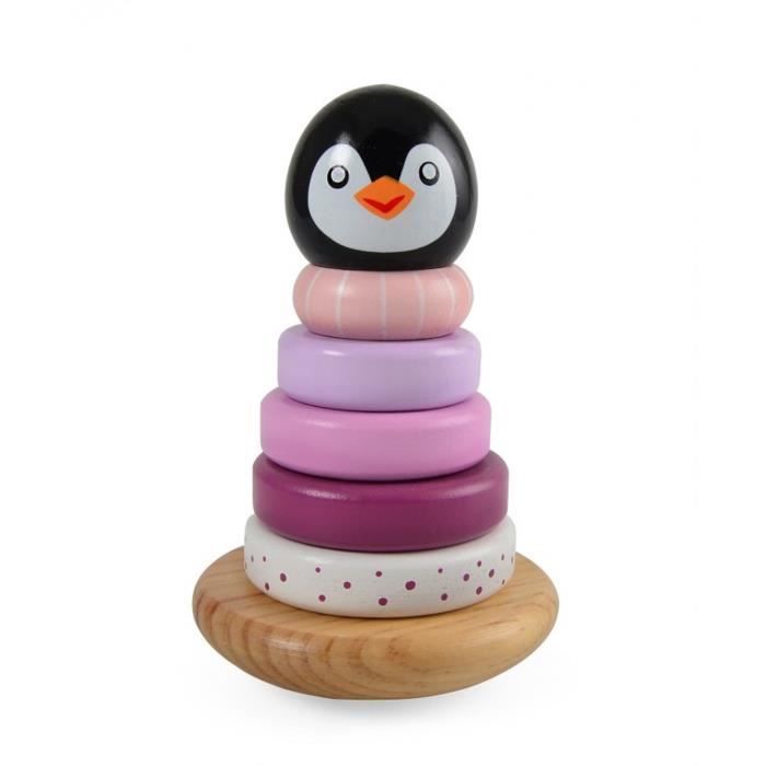 Jouet En Bois Pyramide A Empiler Pingouin Rose A Partir De 2 Ans Cdiscount Puericulture Eveil Bebe