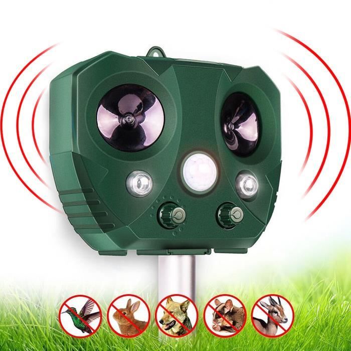 Répulsif à Chats Solaire Ultrason - Détection PIR 15 M, étanche IPX5, Pour Jardin, Terrasse, Balcon