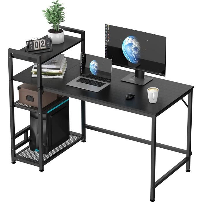 HOMIDEC Bureau d'ordinateur avec étagère, table d'ordinateur portable avec  4 étagères de rangement à monter soi-même, table d'éc178 - Cdiscount Maison