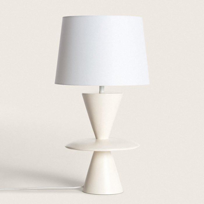 Lampe à Poser Résine et Tissu Wismar Blanc cassé