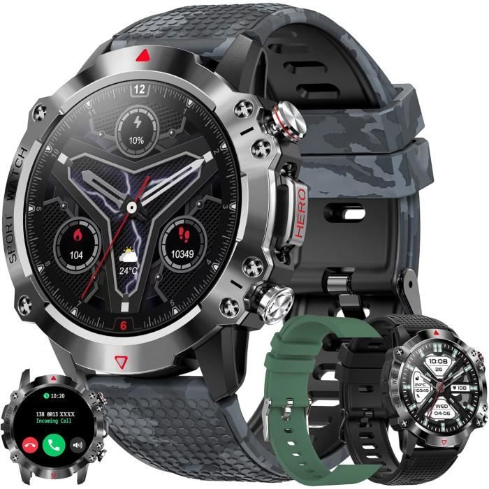 Montre Connectée Homme 1,75" - Appels Bluetooth, SOS Urgence, Cardio/SpO2 24h, étanche IP68, 100+ Modes Sport