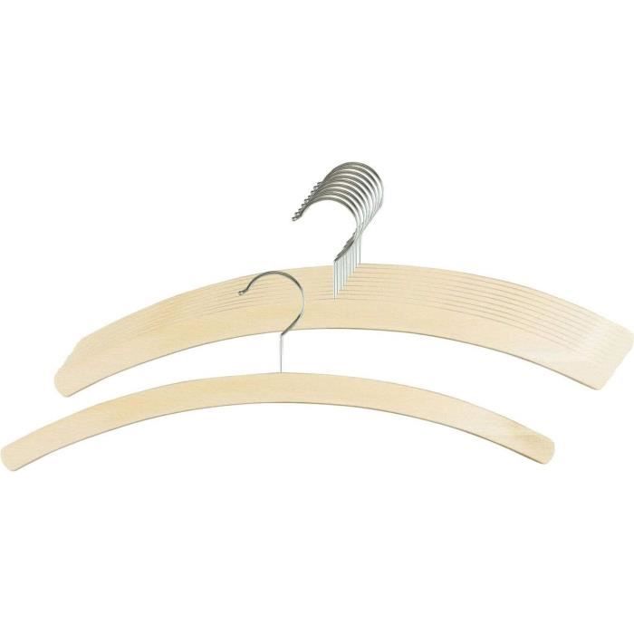 Lot De 10 Cintres En Bois De Cèdre – épaules Bombées – Naturel – Pour Vestes Et Manteaux