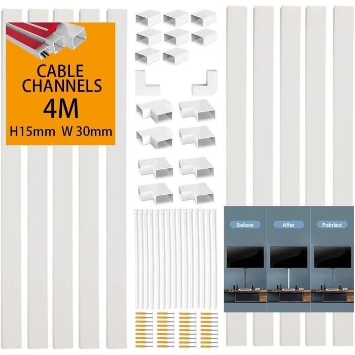 Goulotte Cache-Câbles Auto-Adhésive Blanche Demi-Ronde 15x10 Mm – 2 Mètres De Protection Et Organisation Pour Fils Électriques