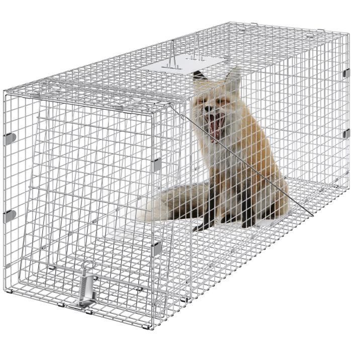 Comparer les prix de Piège pour Animaux Vivants-VEVOR-1270x508x660mm Cage Trappe Chat Pliable Fil Fer Galvanisé Sans Cruauté-pour Tatous Chats Errants