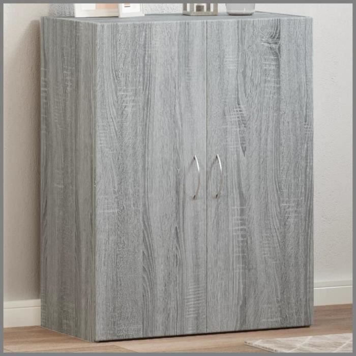 Armoire de classement - VGEBY - AF139 - Bois dingénierie - Sonoma gris - 60x32x775 cm