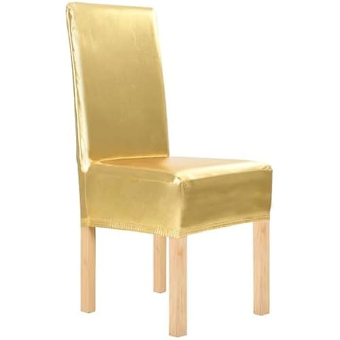 Housse de chaise - VIDAXL - 6X - Doré - Extensible - Lavable - Résistante aux égratignures