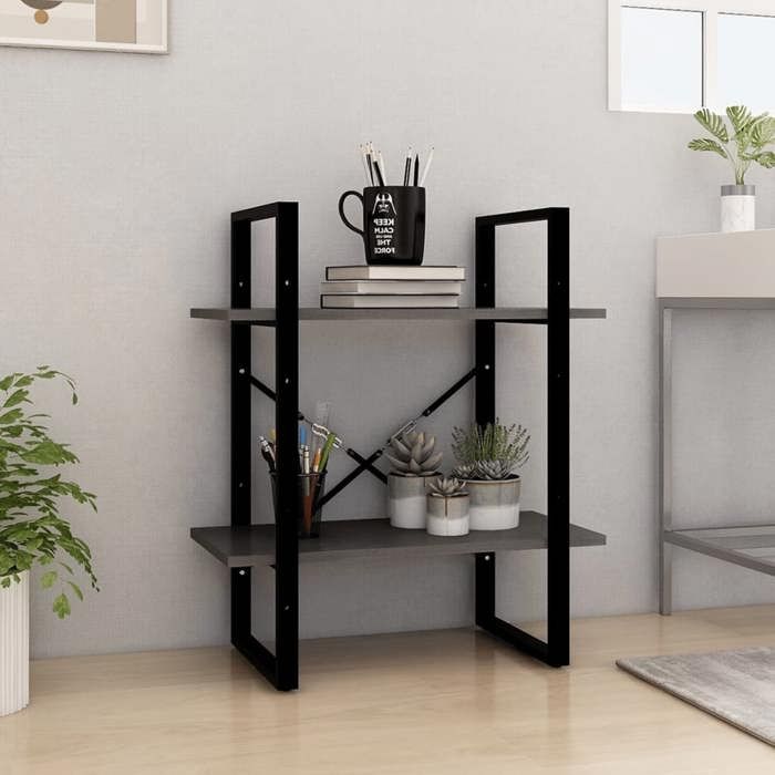 vidaXL Bibliothèque à 2 niveaux Gris 60x30x70 cm Bois de pin massif 806434
