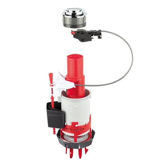 Wirquin MWS00 – Mécanisme Double Chasse WC 3/6L Avec Bouton Poussoir à Câble, Compatible Réservoirs Apparents