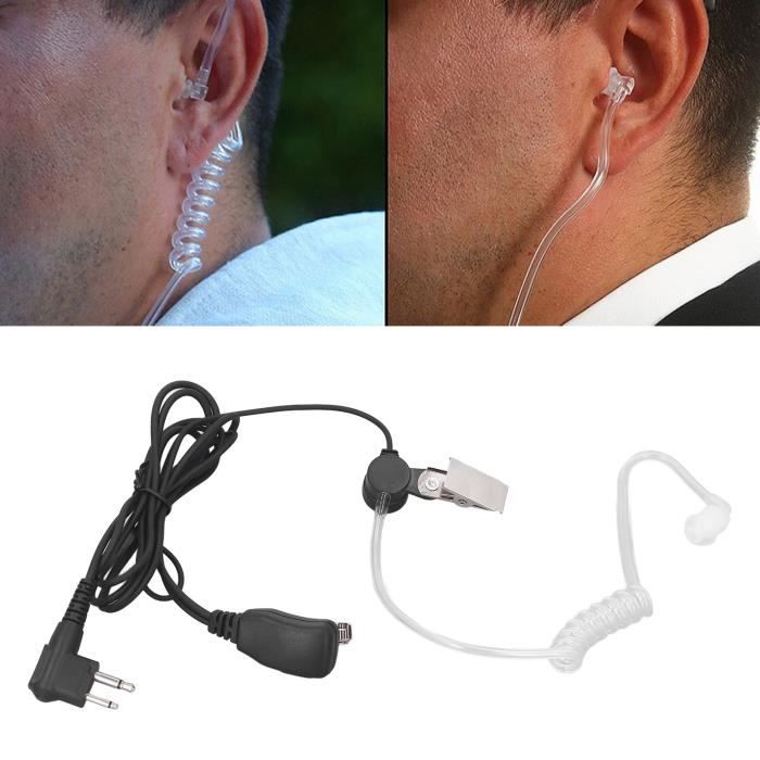 Lot 2 Casques Écoute Tube Acoustique Air 2 Broches | Surveillance Discrète Motorola Kenwood Baofeng | PTT Invisible