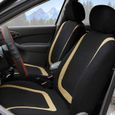 9 pcs-set Housse de siège de voiture universelle respirante douce et chaude - noir et beige-1