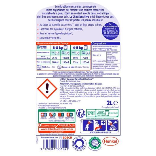 Le Chat Sensitive Lot De 2 X 2l Pour Couleur Et Noir Cdiscount Electromenager