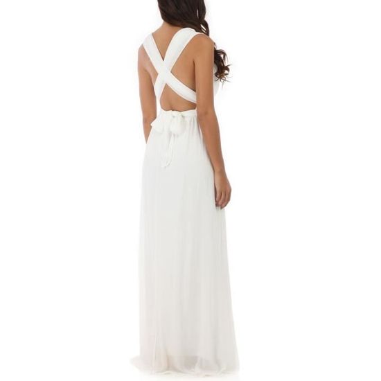 Robe de soir e blanche diff rents port s Blanc Cdiscount Pr t