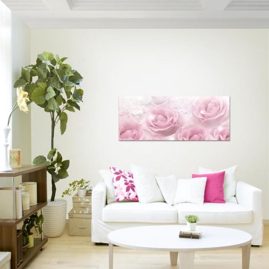 Tableau Déco Murale Toile Texture Rose Marbré 60x40 Cm - Prêt à Accrocher, Châssis Bois 2 Cm, Salon Chambre - 4