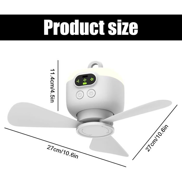 USB Camping Tente Fan Ventilateur de plafond Avec télécommande Led