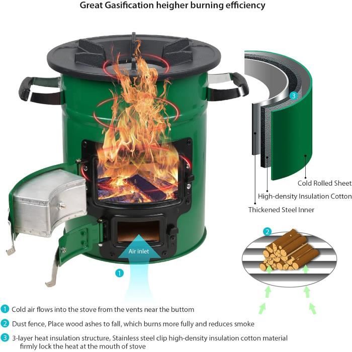 Réchaud à Bois De Camping Portable Stoves-Four à Bois Portable Hobo