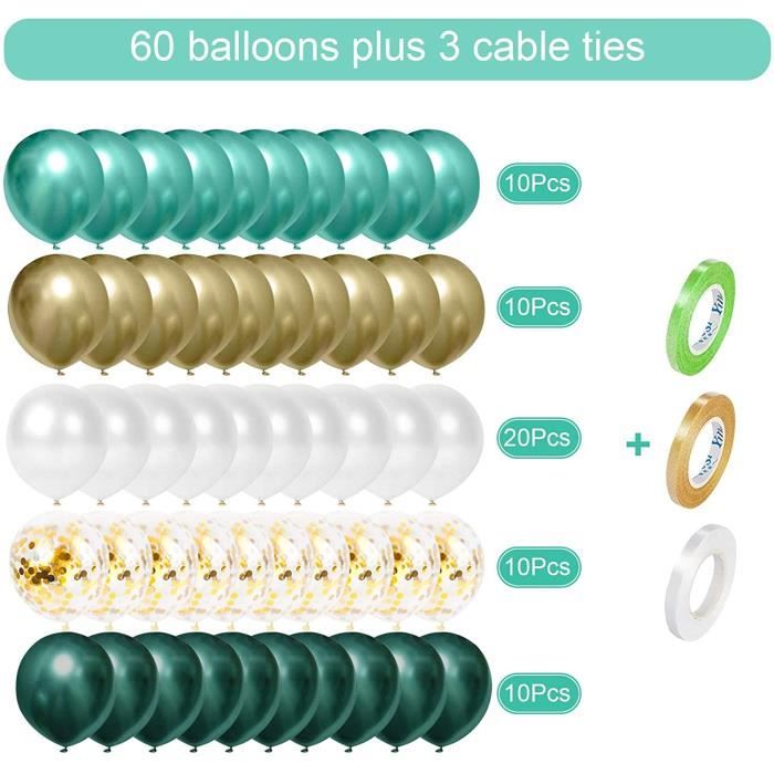 Ballons Verts, 60 Piècesballon Vert Et Blanc, Ballon Anniversaire, Ballon  Vert Foncé Avec Confettis Pour Cérémonie Mariage [u5212] - Cdiscount Maison