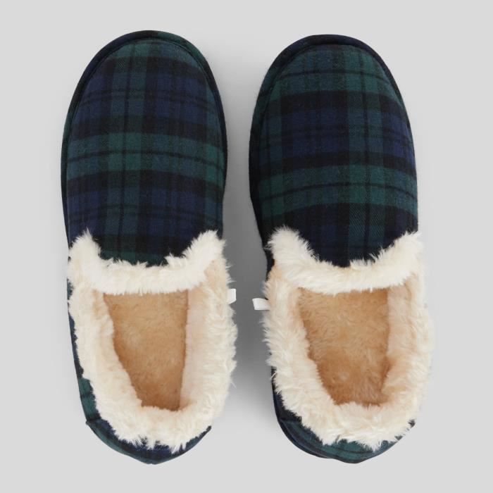 Chaussons MONOPRIX T36580003 Carreaux fourr s Bleu marine