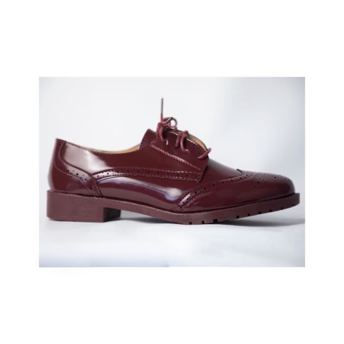 Derbies Femme Marque Noire Vernie Talon 2.5cm Motifs