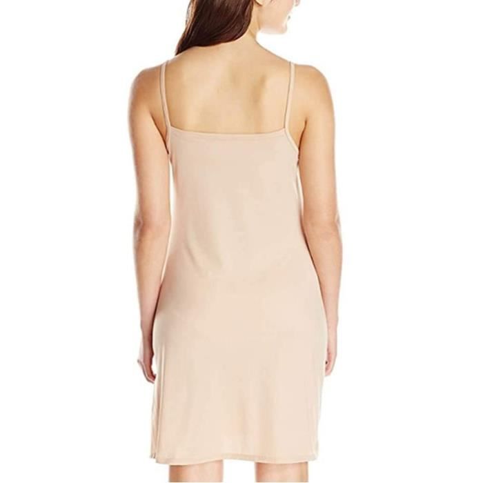 Fond de Robe Femme Longue Coton Jupon sous Robe Bretelles Chemise