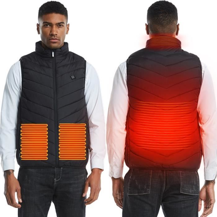 Gilet Homme Veste Chauffante USB Chauffant Vetements Chauds Chasse Hiver Manteau Noir S 6XL Noir Cdiscount Pret a Porter