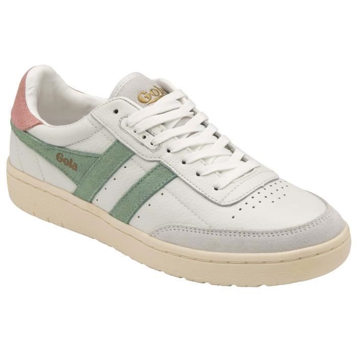 Baskets femme Gola Falcon Blanc Taille 38 Lacets plats White green mist coral pink Cdiscount Chaussures