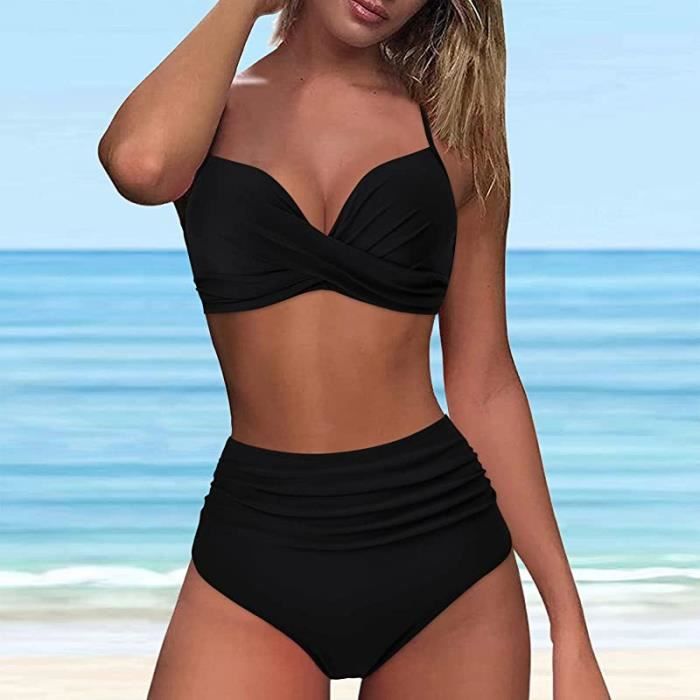 Maillot De Bain Femme 2 Pieces Push Up Taille Haute Vintage Floral Col V Couleurs Multiples Couleurs multiples Cdiscount Pret a Porter